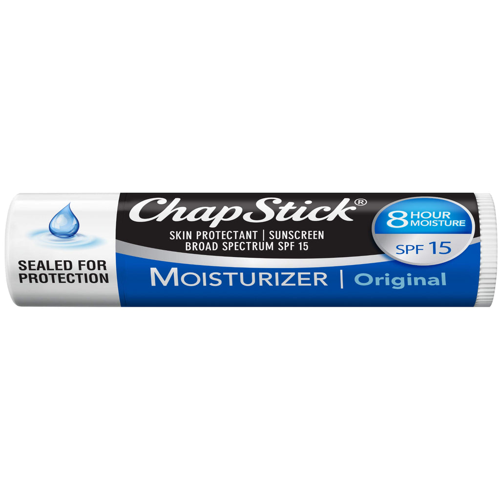ChapStick Moisturizer Original Lip Balm Tubes, SPF 15 and Skin Protectant - 0.15 Oz (Pack of 3)