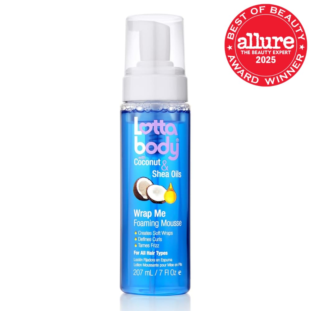 Lottabody Coconut Oil and Shea Wrap Me Foaming Curl Mousse , Creates Soft Wraps, Hair Mousse for Curly Hair, Defines Curls, Anti Frizz, 7 Fl Oz
