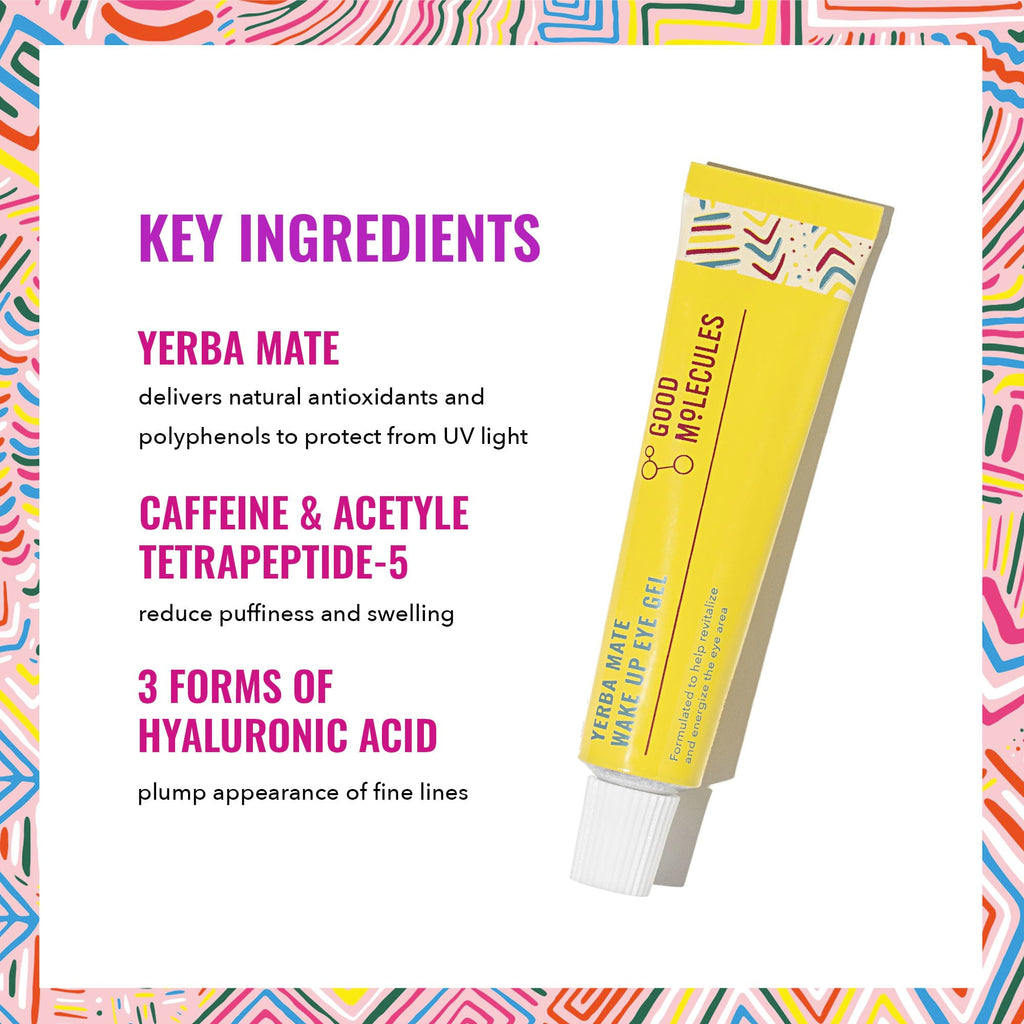 Good Molecules Yerba Mate Wake Up Eye Gel - Hydrating Under Eye Gel Cream with Hyaluronic Acid and Caffeine - Target Dark Circles and Puffiness - Skin Care for Face
