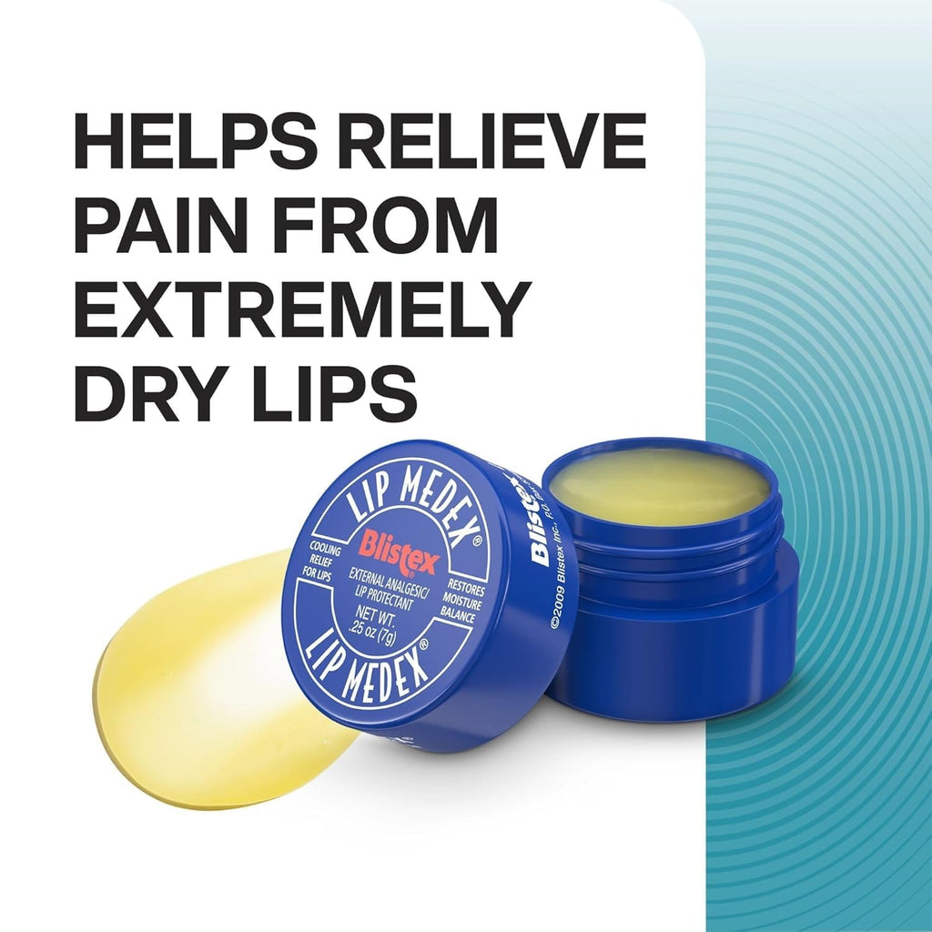 Blistex Lip Medex, 0.25 Ounce, 3 Count, Medicated Relief with Immediate Cooling, Soothes and Protects, Advanced Hydration, Restores Healthy Moisture Balance to Lips, 1 Pack
