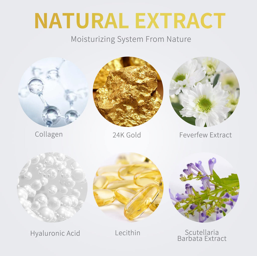 24K Gold Under Eye Patches - 60 Pack for Puffy Eyes, Dark Circles, Bags & Wrinkles with Collagen & Hyaluronic Acid