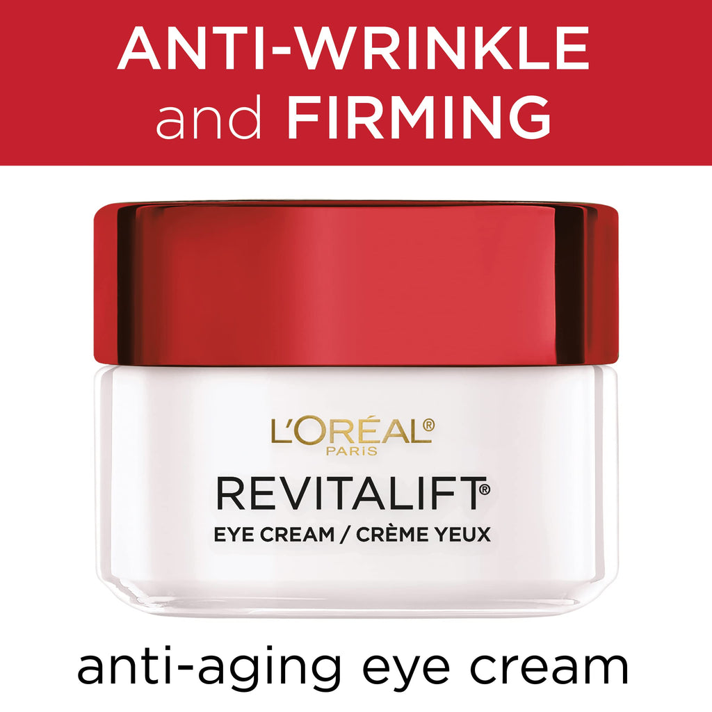 L'Oreal Paris Skincare Revitalift Anti-Wrinkle and Firming Eye Cream with Pro Retinol, Treatment to Reduce Dark Circles, Fragrance Free, 0.5 oz.